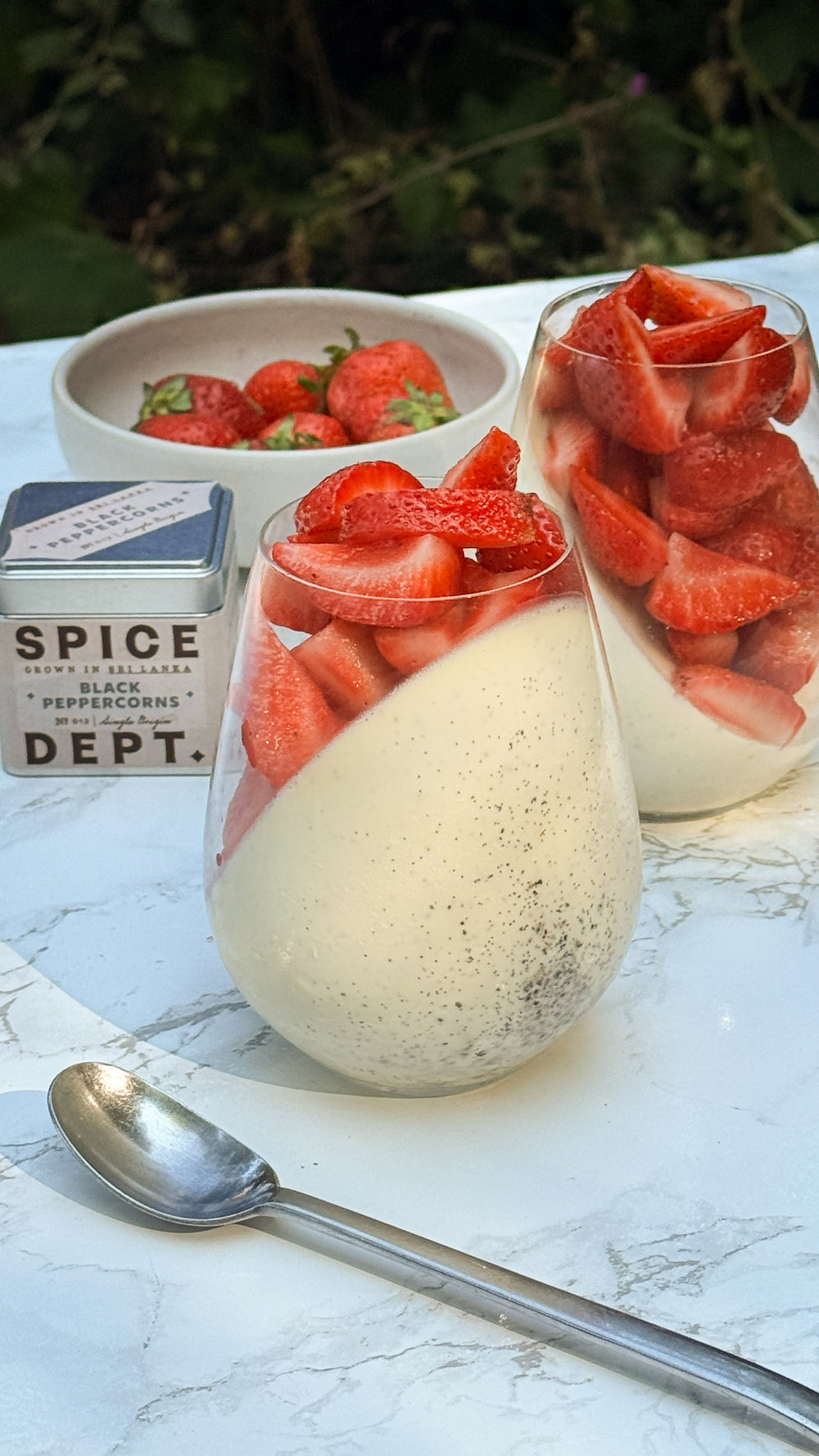 Panna Cotta With Black Pepper & Strawberries